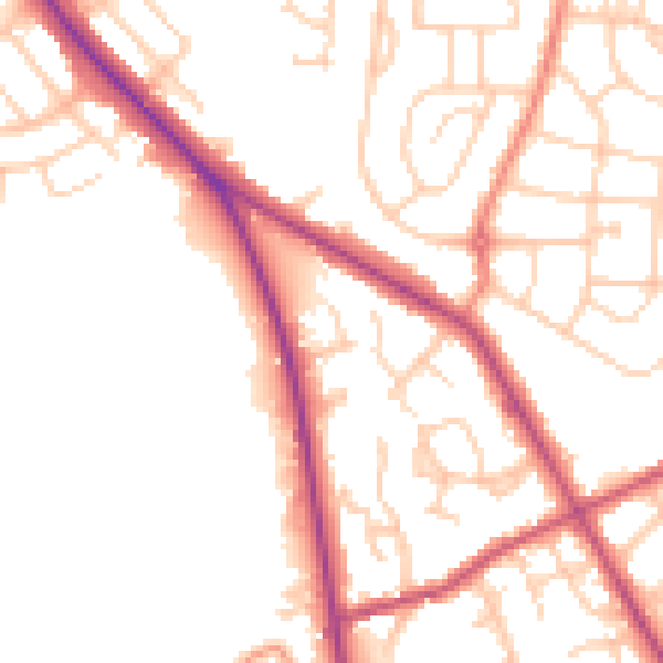 Daytime road noise heatmap for S71 1NQ
