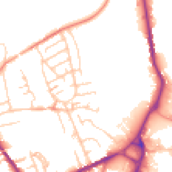 Daytime road noise heatmap for S71 1QQ