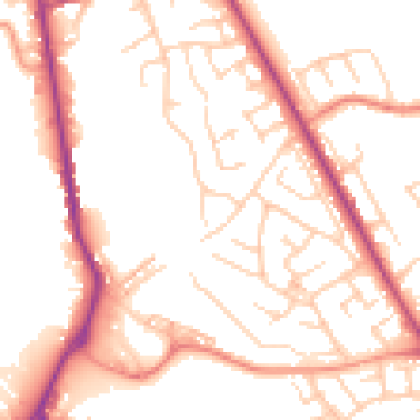 Daytime road noise heatmap for S71 2AE