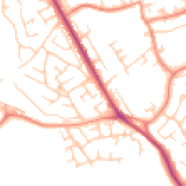 Daytime road noise heatmap for S71 2BZ
