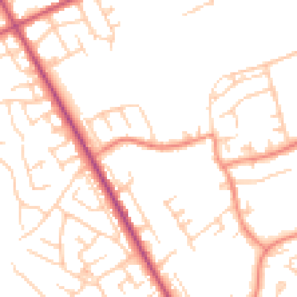 Daytime road noise heatmap for S71 2DJ