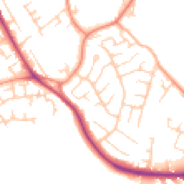 Daytime road noise heatmap for S71 2HW