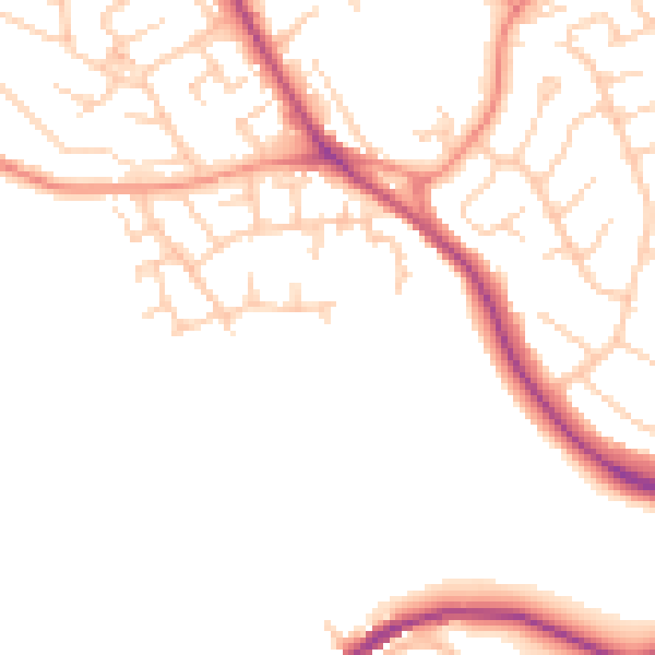 Daytime road noise heatmap for S71 2QP