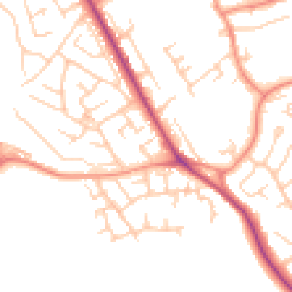 Daytime road noise heatmap for S71 2QR