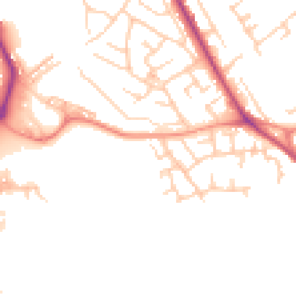 Daytime road noise heatmap for S71 2QS