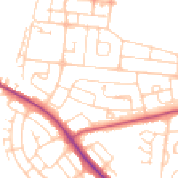 Daytime road noise heatmap for S71 3BA