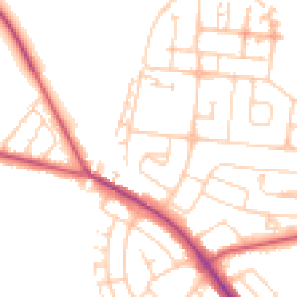 Daytime road noise heatmap for S71 3NE