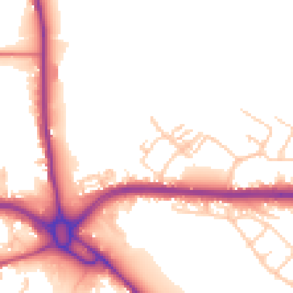 Daytime road noise heatmap for S71 5AZ