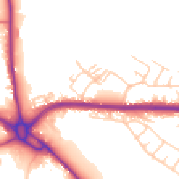 Daytime road noise heatmap for S71 5BQ