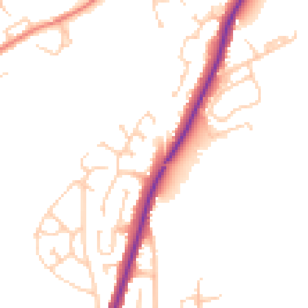 Daytime road noise heatmap for S71 5HQ
