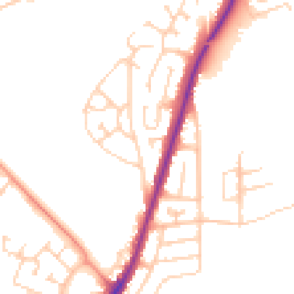 Daytime road noise heatmap for S71 5JL