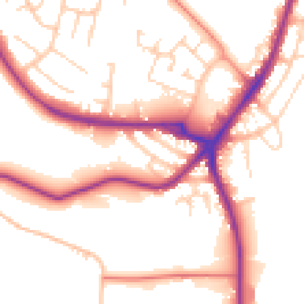 Daytime road noise heatmap for S71 5QU