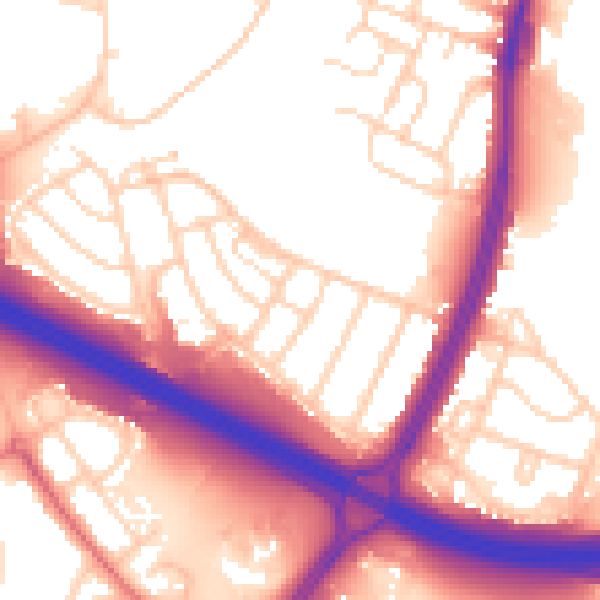 Daytime road noise heatmap for S9 4GE