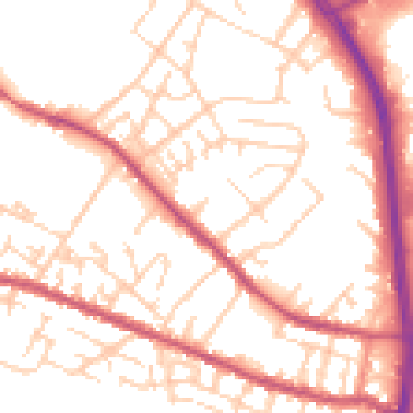 Daytime road noise heatmap for S9 5BD