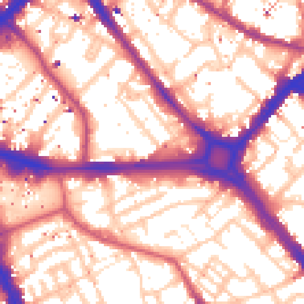 Daytime road noise heatmap for SE1 4AJ