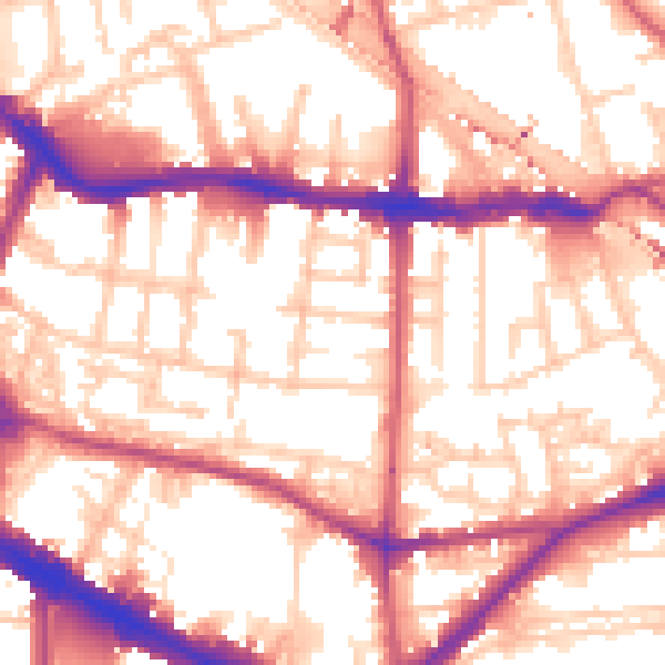 Daytime road noise heatmap for SE1 5QG