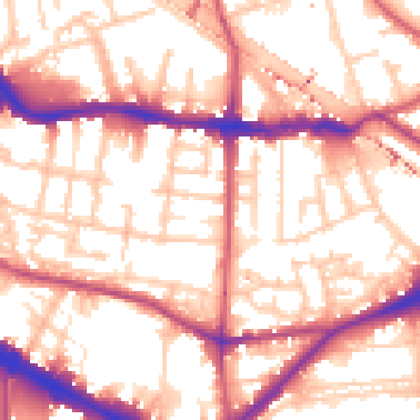 Daytime road noise heatmap for SE1 5QN