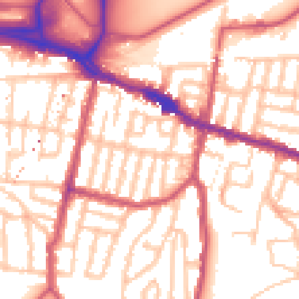 Daytime road noise heatmap for SE18 1AS