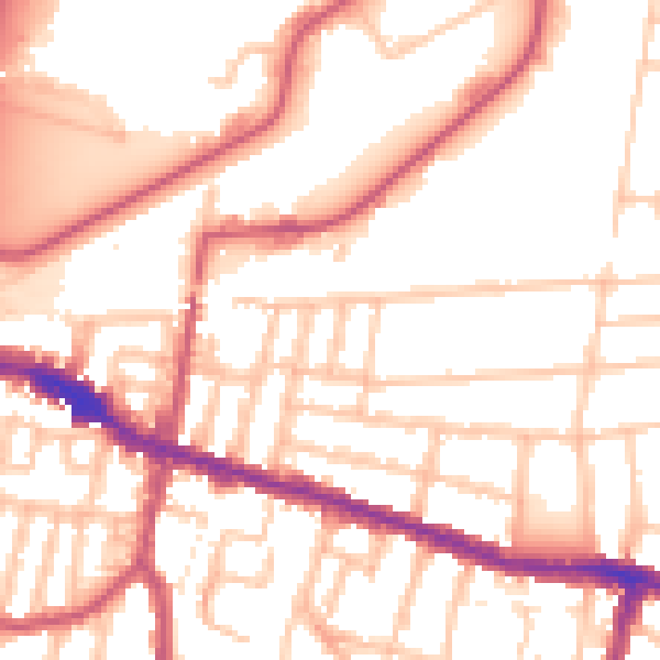 Daytime road noise heatmap for SE18 1EB
