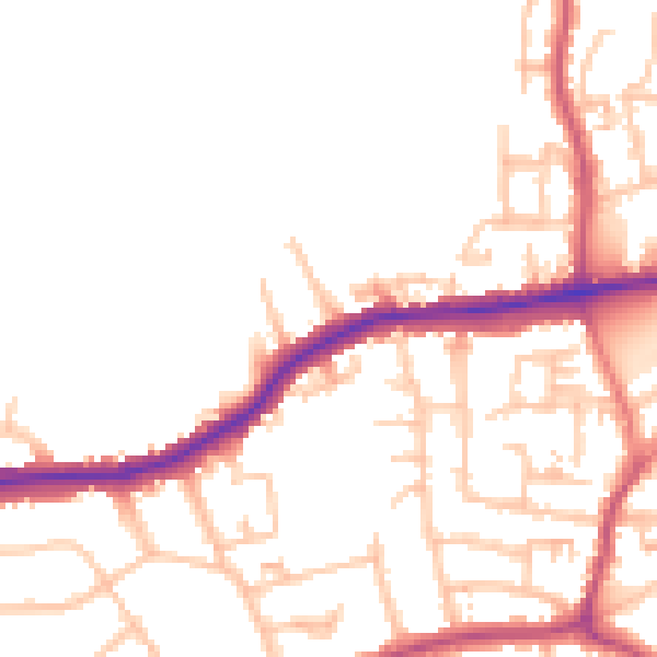 Daytime road noise heatmap for SE2 0DU