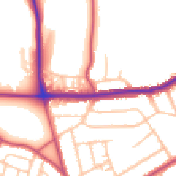 Daytime road noise heatmap for SE2 0PZ