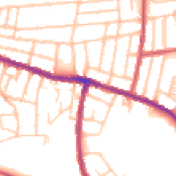 Daytime road noise heatmap for SE2 0XJ