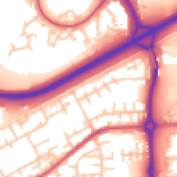 Daytime road noise heatmap for SE2 9BD
