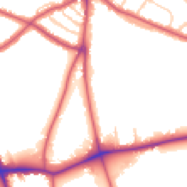 Daytime road noise heatmap for SE21 7BG