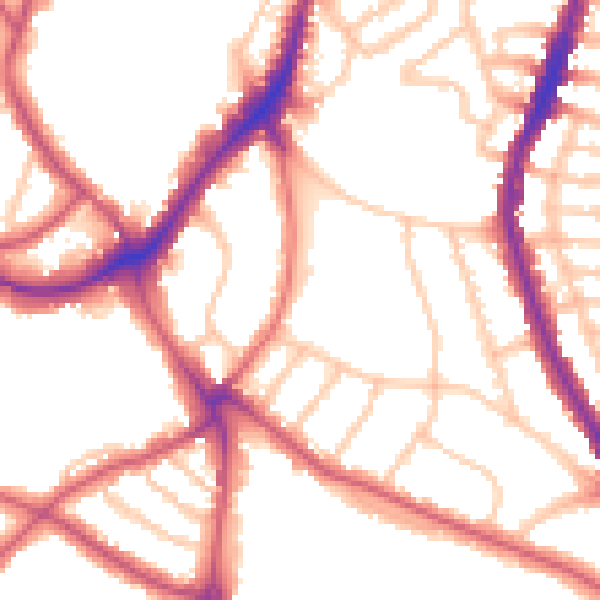 Daytime road noise heatmap for SE21 7DG