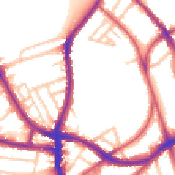 Daytime road noise heatmap for SE21 8JZ