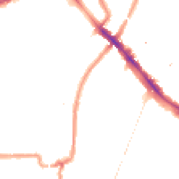 Night-time road noise heatmap for SE4 1DB