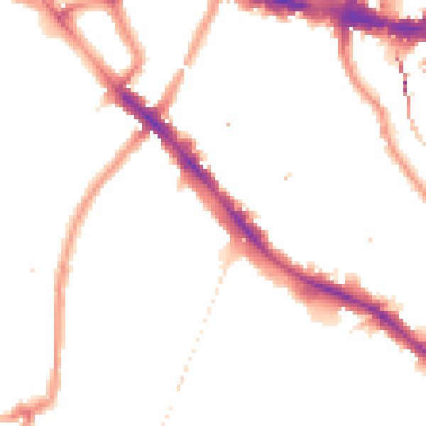 Night-time road noise heatmap for SE4 1UU