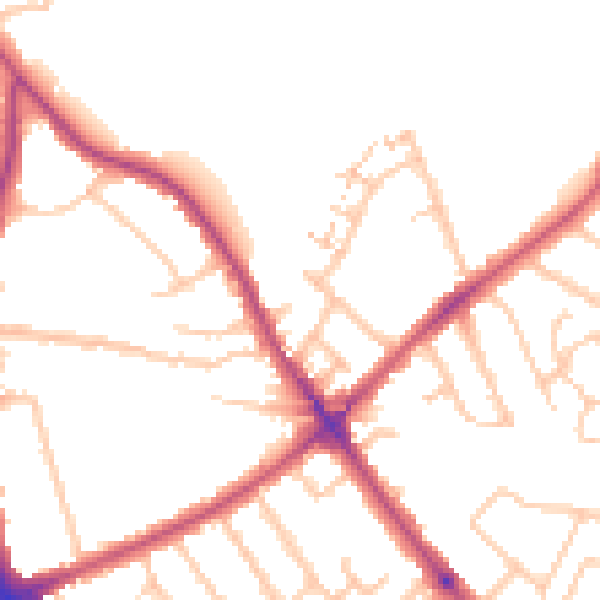 Daytime road noise heatmap for SE9 2DT