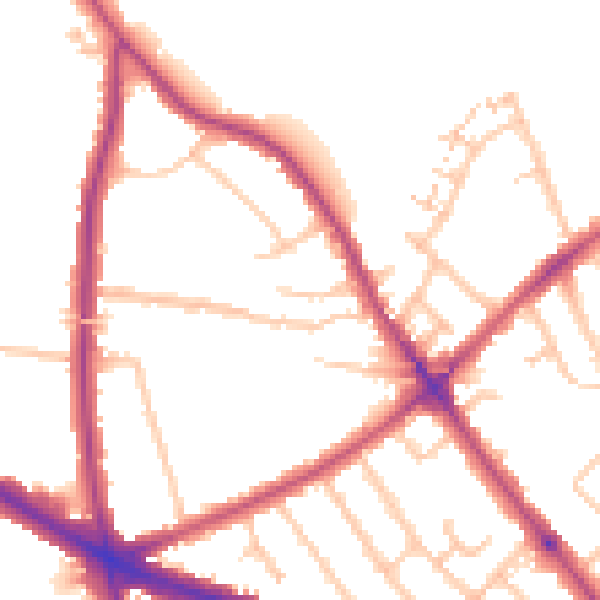 Daytime road noise heatmap for SE9 2EF