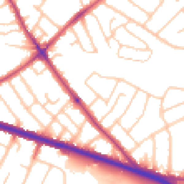 Daytime road noise heatmap for SE9 3RN