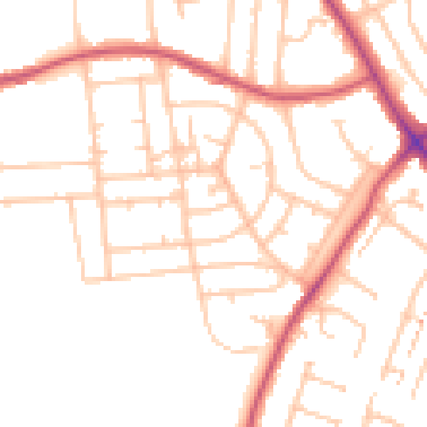 Daytime road noise heatmap for SE9 4BD