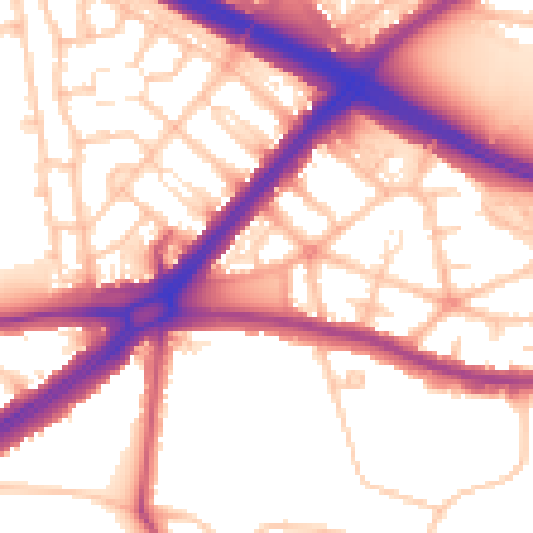 Daytime road noise heatmap for SE9 5SZ