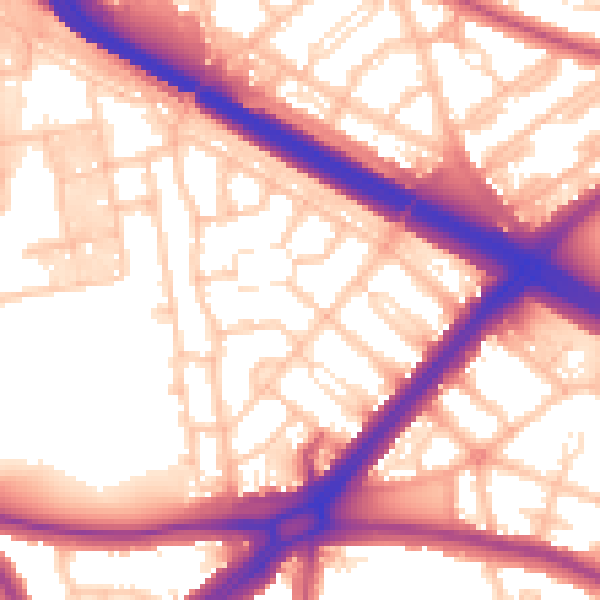 Daytime road noise heatmap for SE9 6AQ