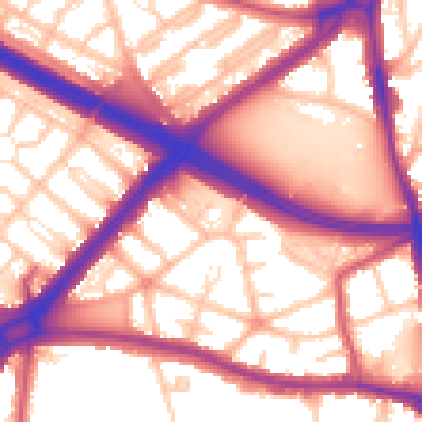 Daytime road noise heatmap for SE9 6DT