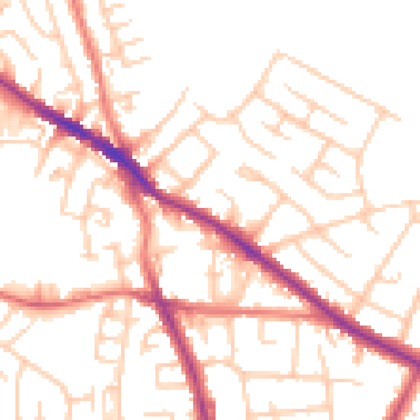 Daytime road noise heatmap for SK2 5AD