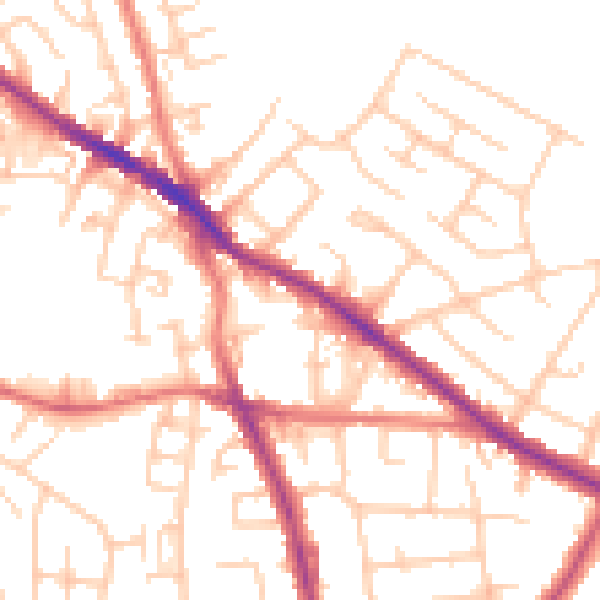 Daytime road noise heatmap for SK2 5AE