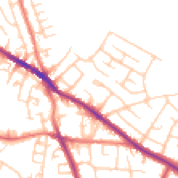 Daytime road noise heatmap for SK2 5AF