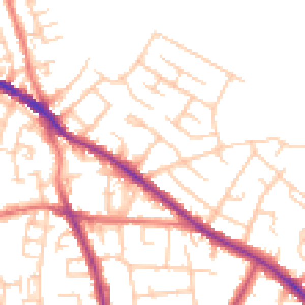 Daytime road noise heatmap for SK2 5AG