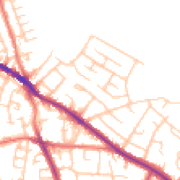 Daytime road noise heatmap for SK2 5AH