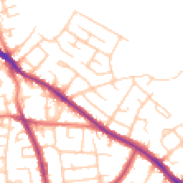 Daytime road noise heatmap for SK2 5AL