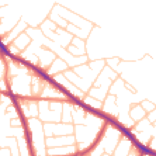 Daytime road noise heatmap for SK2 5AN