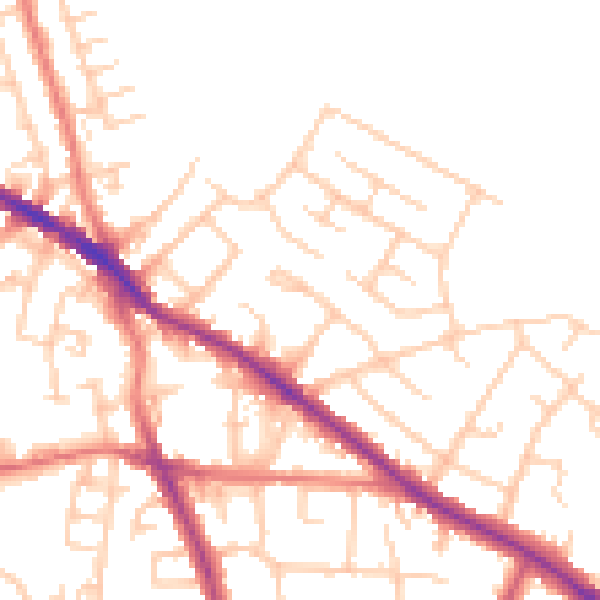 Daytime road noise heatmap for SK2 5AQ