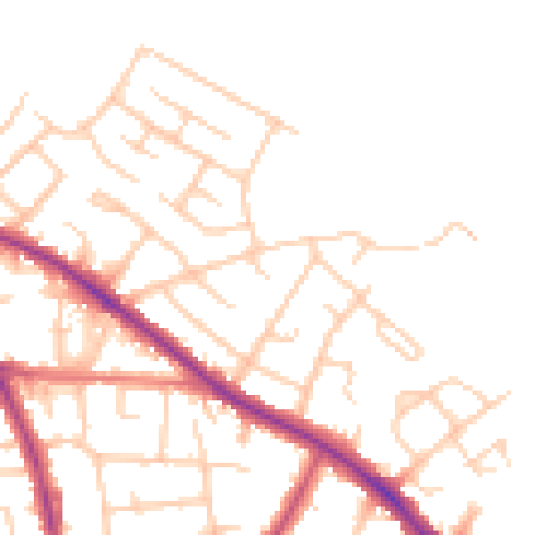 Daytime road noise heatmap for SK2 5AW