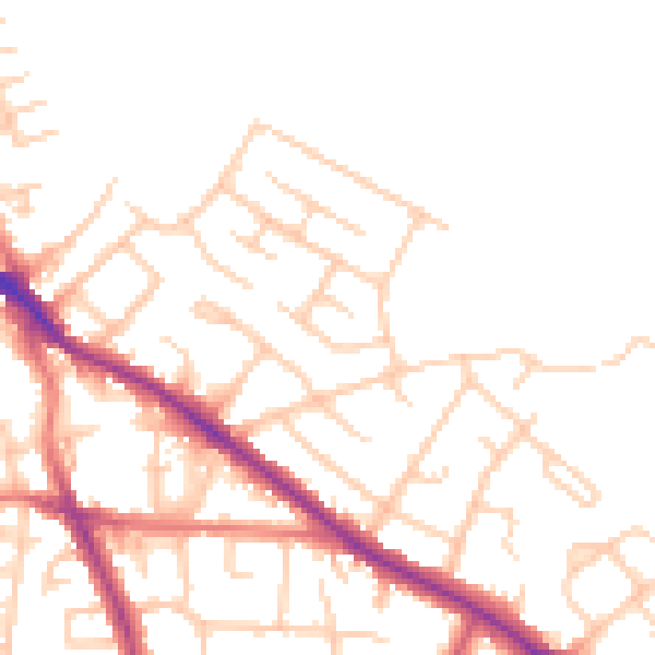 Daytime road noise heatmap for SK2 5AZ