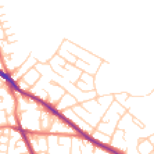Daytime road noise heatmap for SK2 5BA